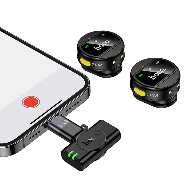 Hoco L22 Magnetic Dual Wireless Lapel Microphone (USB-C & Lightning / iP, ENC Noise Reduction)